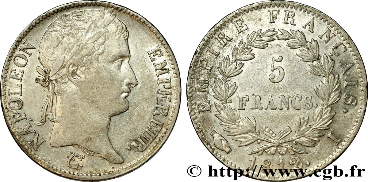 5 francs Napoléon Empereur, Empire français 1812 Limoges F.307/46 MBC48 