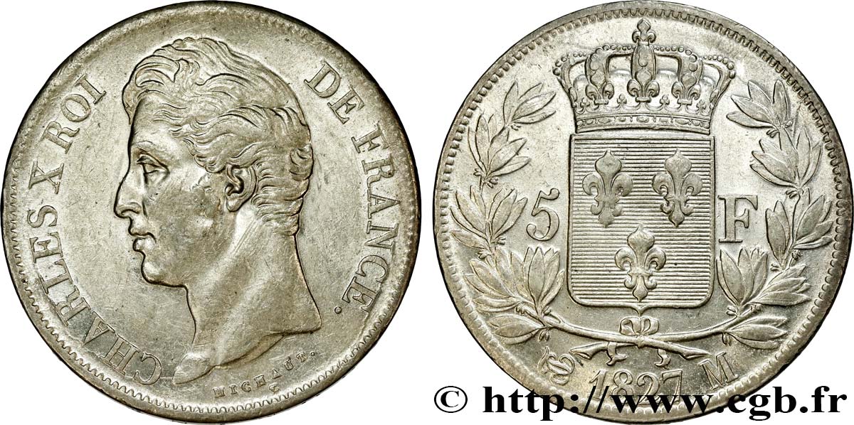 5 francs Charles X, 2e type 1827 Toulouse F.311/9 TTB48 