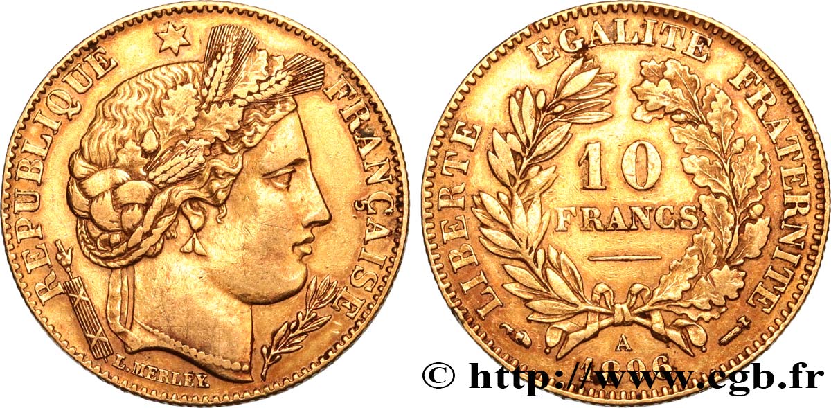 10 francs or Cérès, Troisième République 1896 Paris F.508/4 BB 