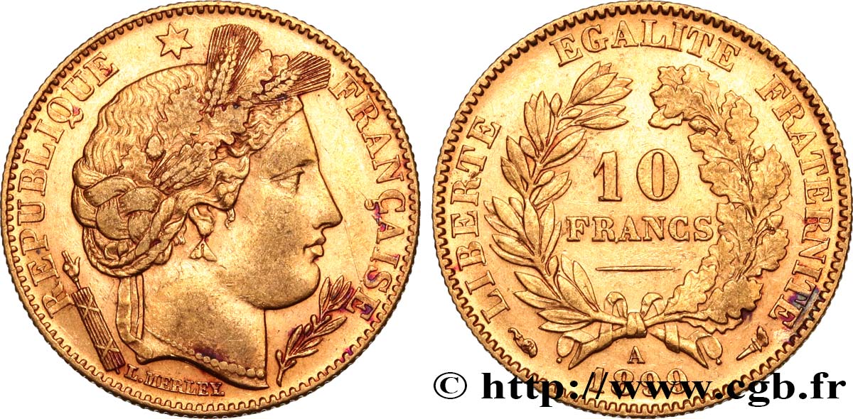 10 francs or Cérès, Troisième République 1899 Paris F.508/5 q.SPL 