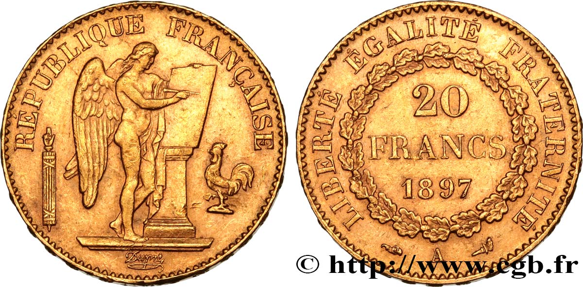 20 francs or Génie, Troisième République 1897 Paris F.533/22 TTB53 