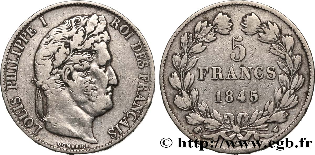 5 francs IIIe type Domard 1845 Lille F.325/9 MB 