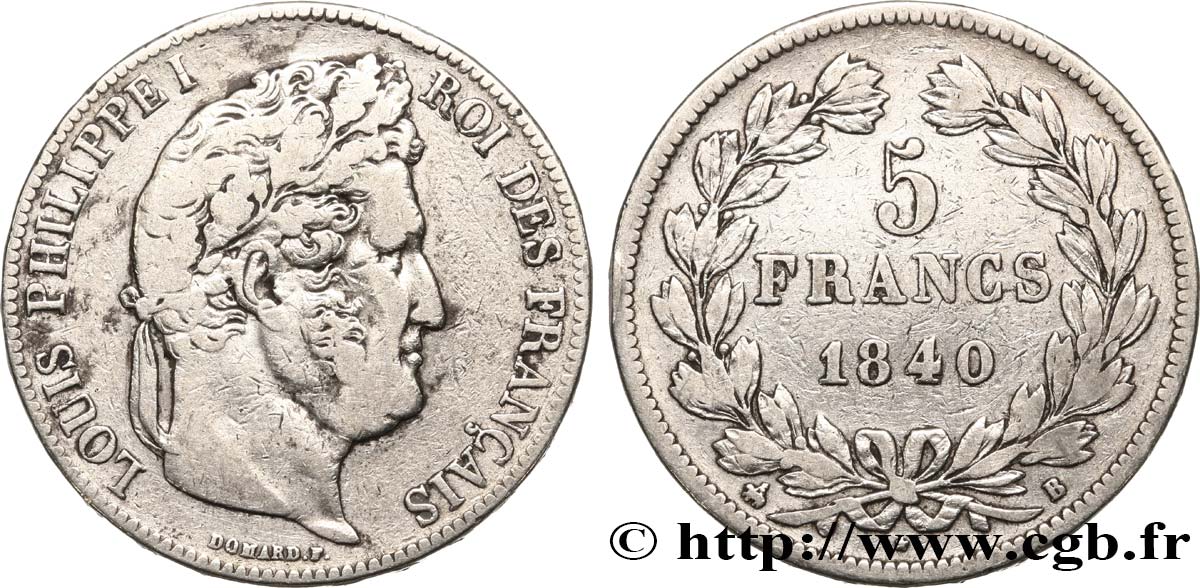 5 francs IIe type Domard 1840 Rouen F.324/84 BC 