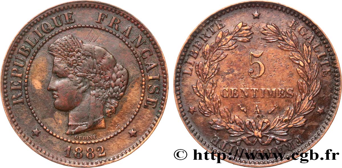 5 centimes Cérès 1882 Paris F.118/23 BC+ 