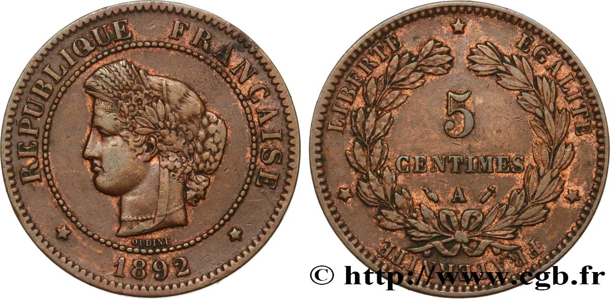 5 centimes Cérès 1892 Paris F.118/34 BC35 