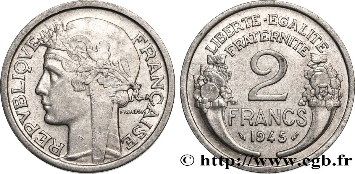 2 francs Morlon, aluminium 1945  F.269/5 TTB53 