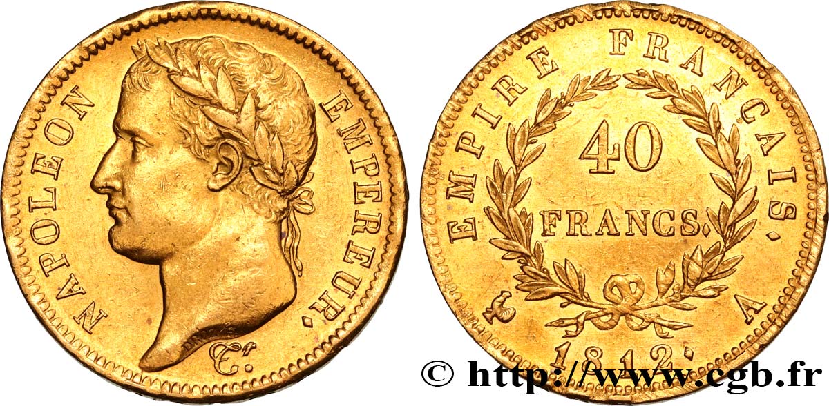40 francs or Napoléon tête laurée, Empire français 1812 Paris F.541/9 SPL58 