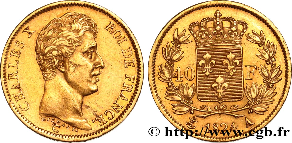 40 francs or Charles X, 1er type 1824 Paris F.543/1 TTB 