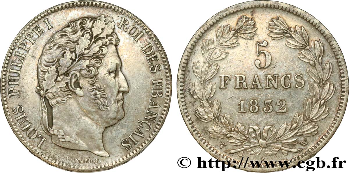 5 francs IIe type Domard 1832 Lille F.324/13 MBC53 