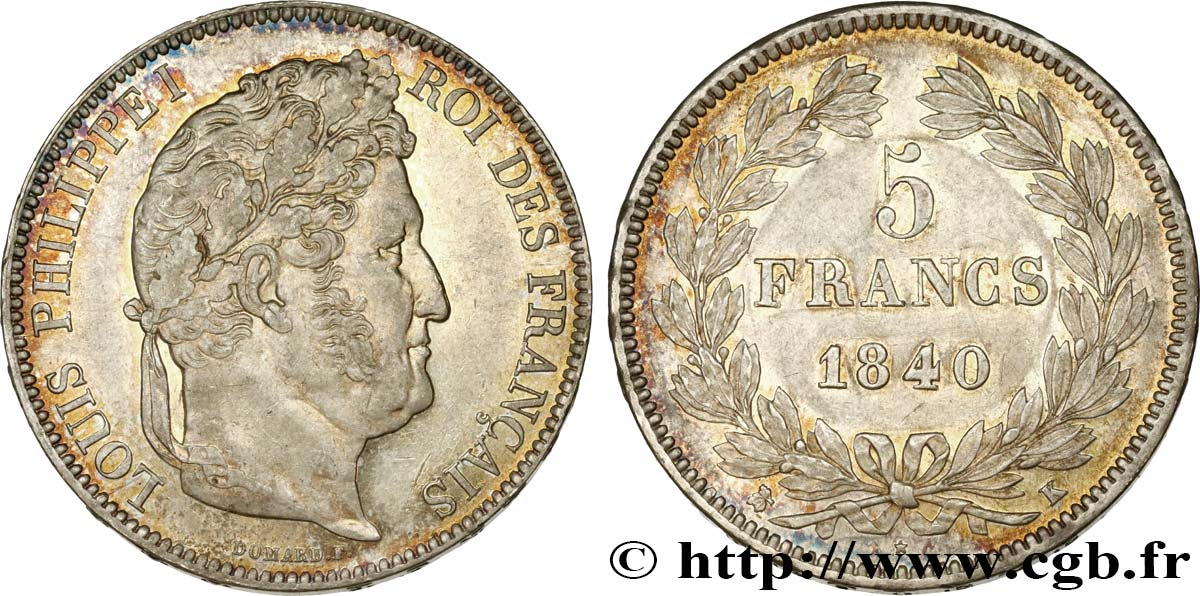5 francs IIe type Domard 1840 Bordeaux F.324/87 EBC55 