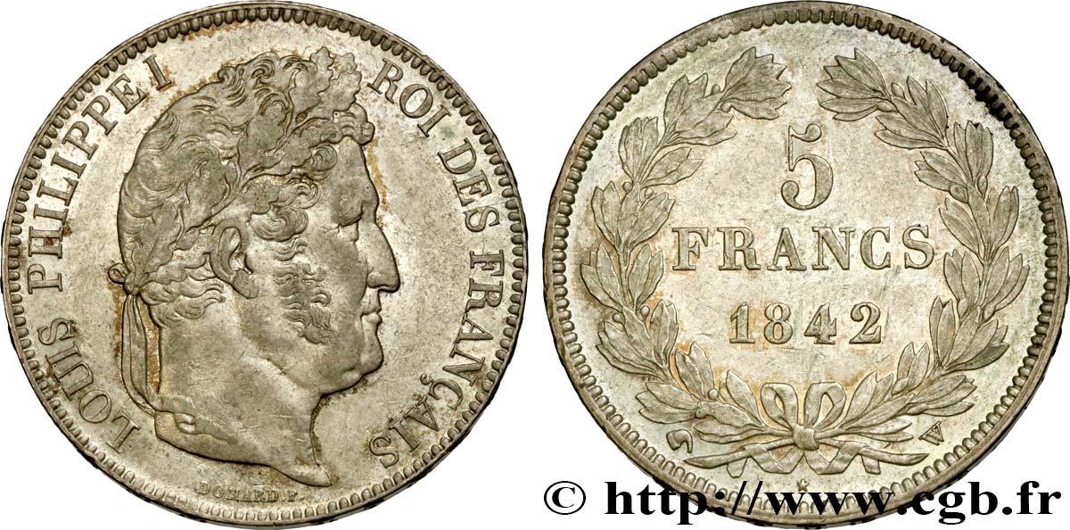5 francs IIe type Domard 1842 Lille F.324/99 SS53 