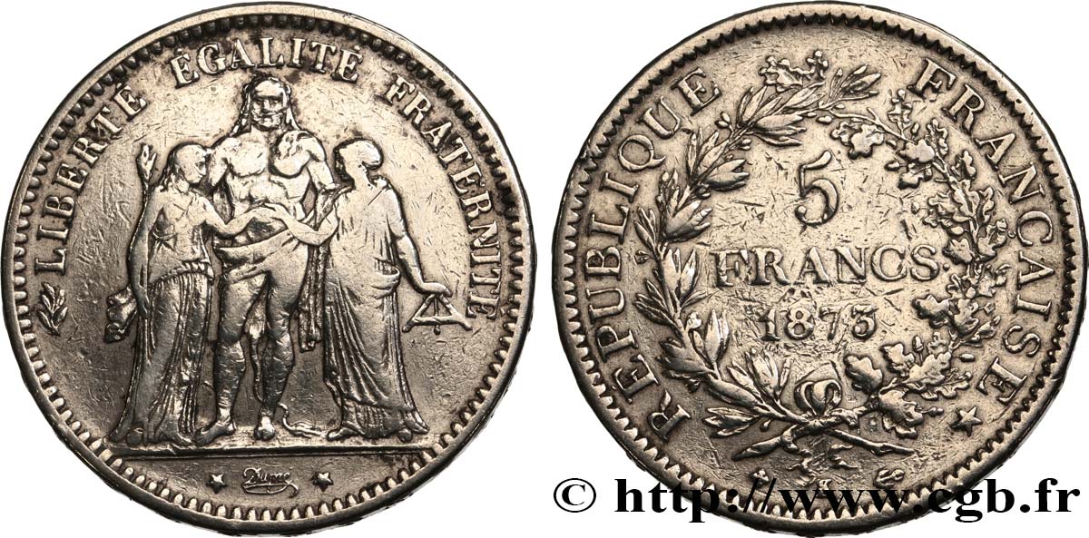 5 francs Hercule 1873 Bordeaux F.334/11 TB 