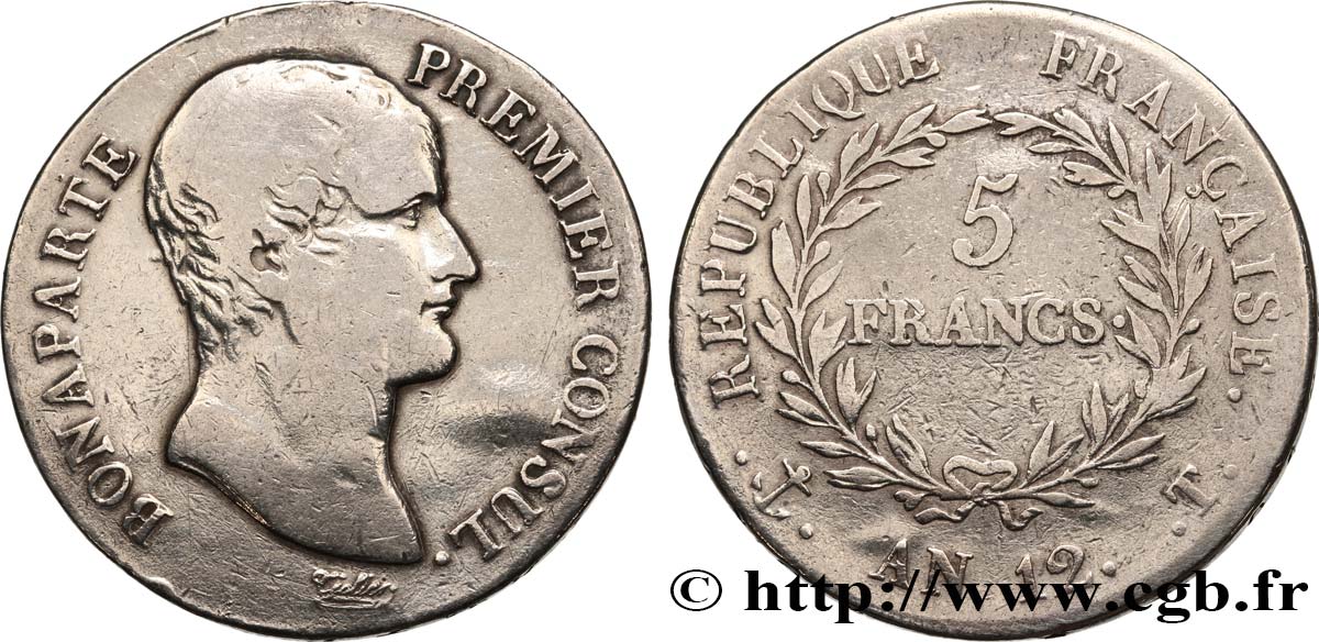 5 francs Bonaparte Premier Consul 1804 Nantes F.301/24 S 