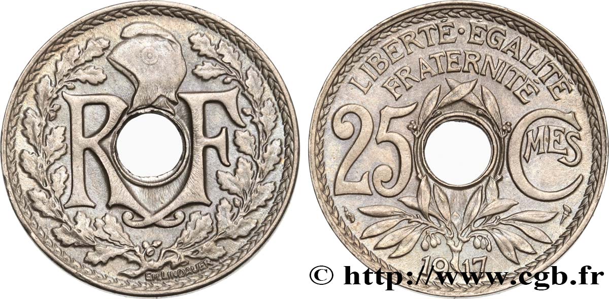 25 centimes Lindauer 1917  F.171/1 AU52 