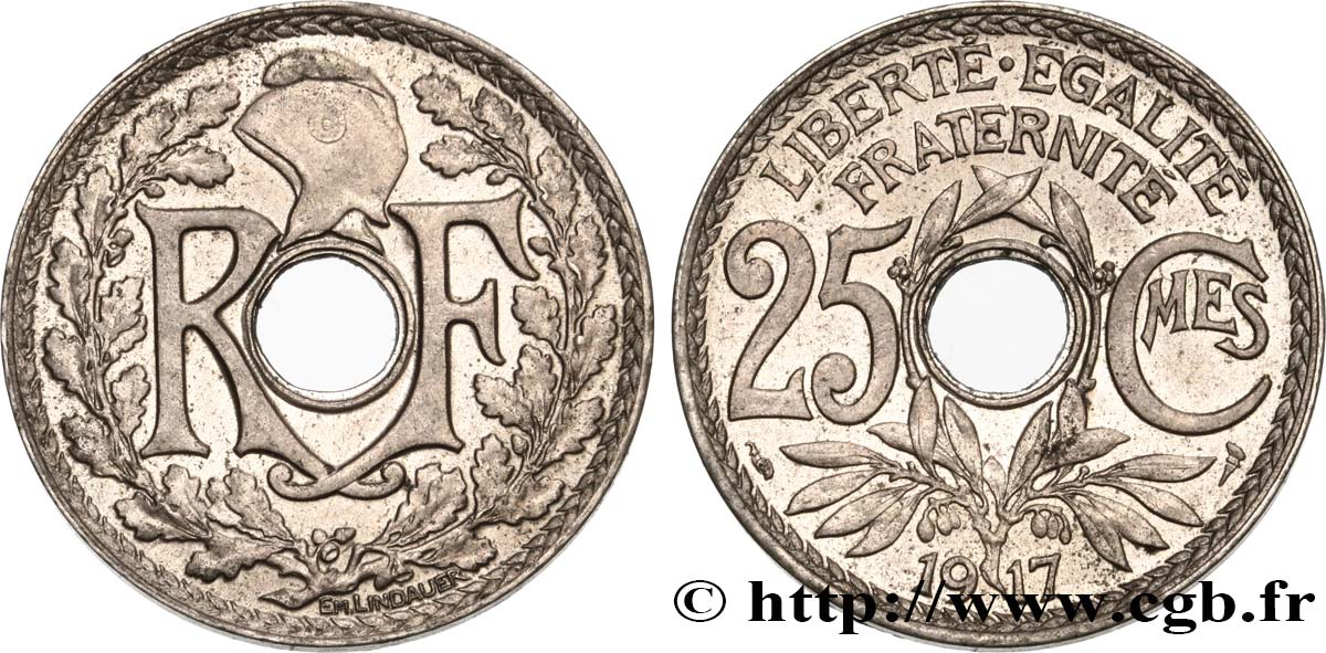 25 centimes Lindauer 1917  F.171/1 AU55 