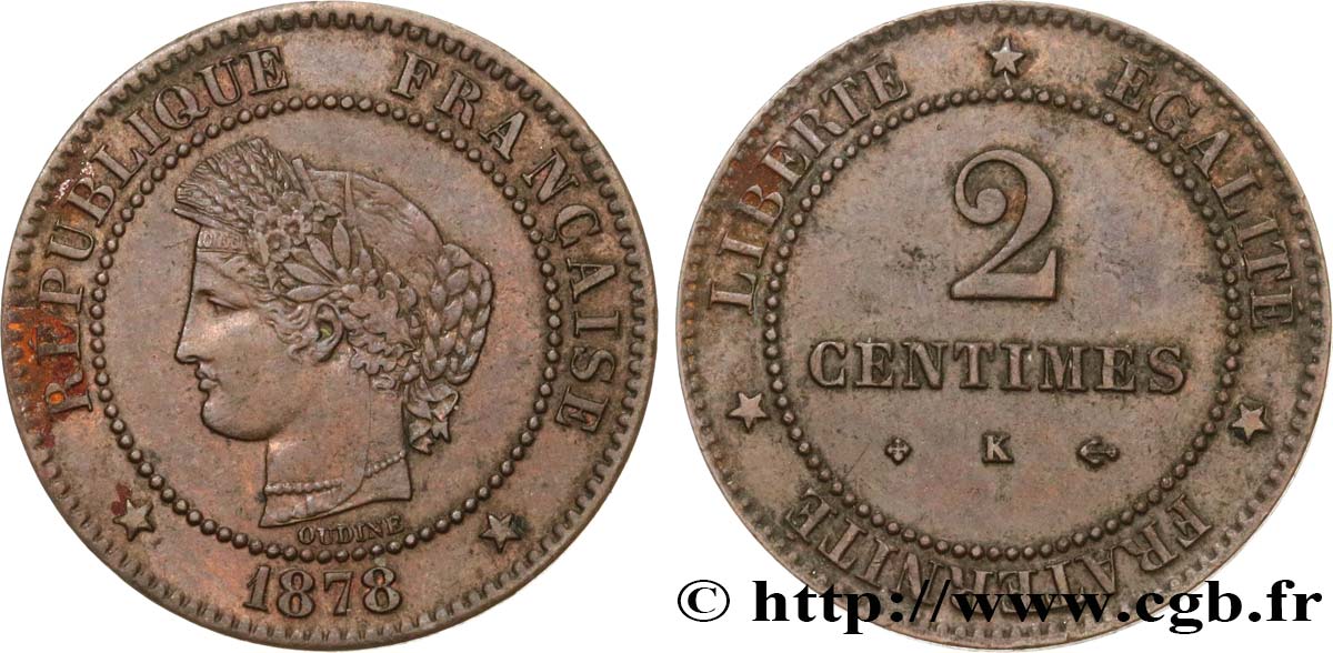 2 centimes Cérès 1878 Bordeaux F.109/4 TTB45 