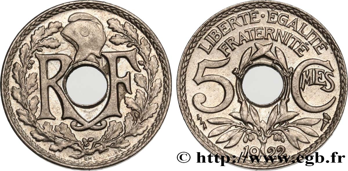 5 centimes Lindauer, petit module 1922 Poissy F.122/5 VZ58 