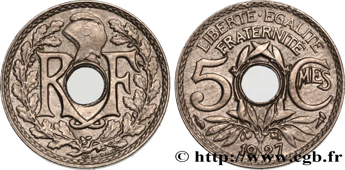 5 centimes Lindauer, petit module 1927  F.122/12 TTB50 