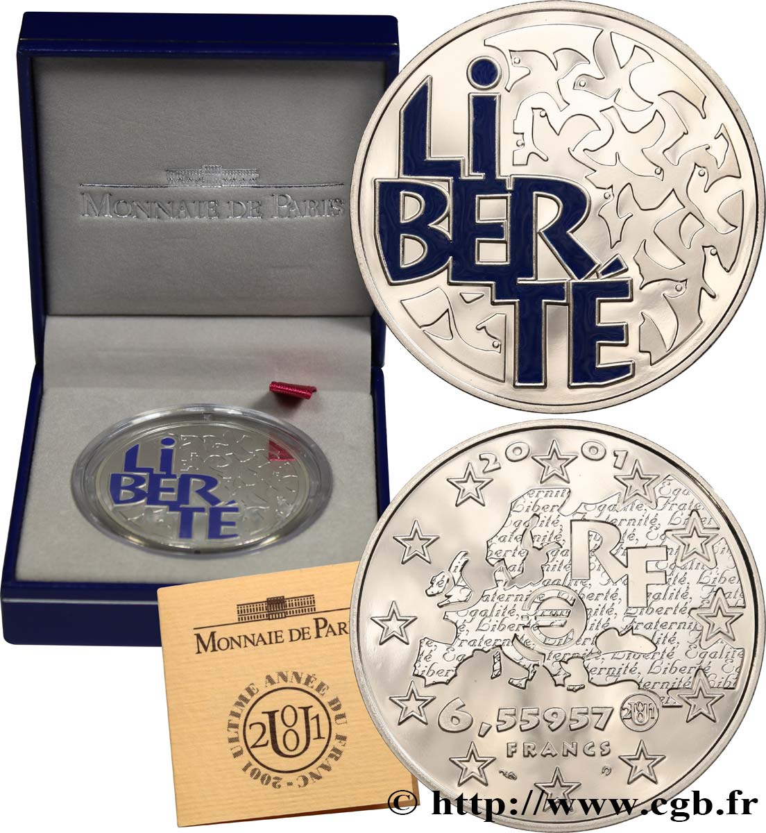 Belle Epreuve 6,55957 francs - Liberté 2001  F.1258 1 FDC 