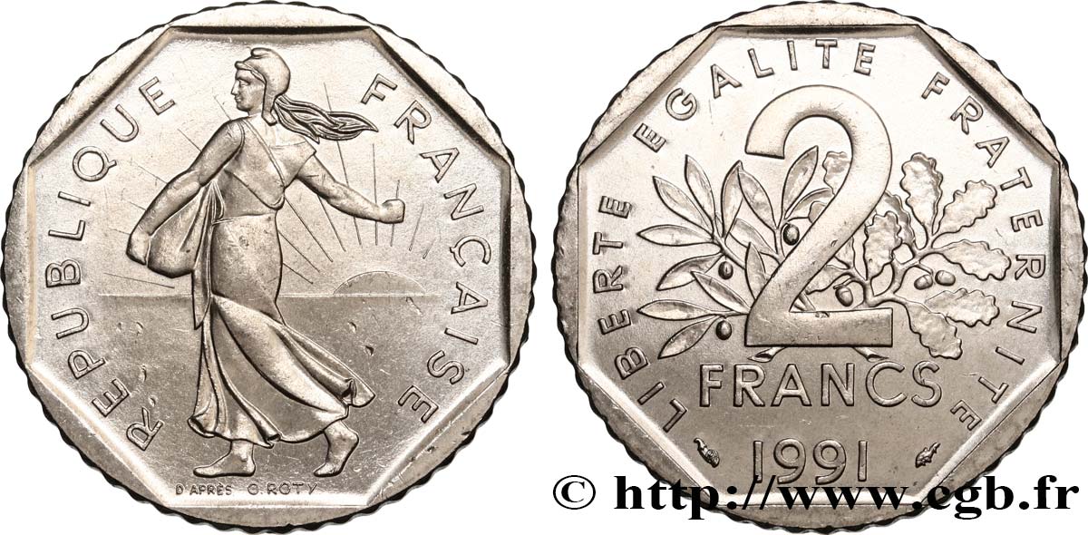 2 francs Semeuse, nickel, frappe monnaie 1991 Pessac F.272/15 VZ62 
