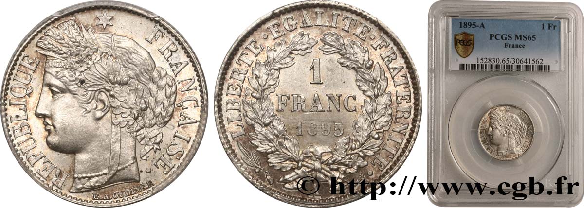 1 franc Cérès, IIIe République 1895 Paris F.216/13 ST65 PCGS