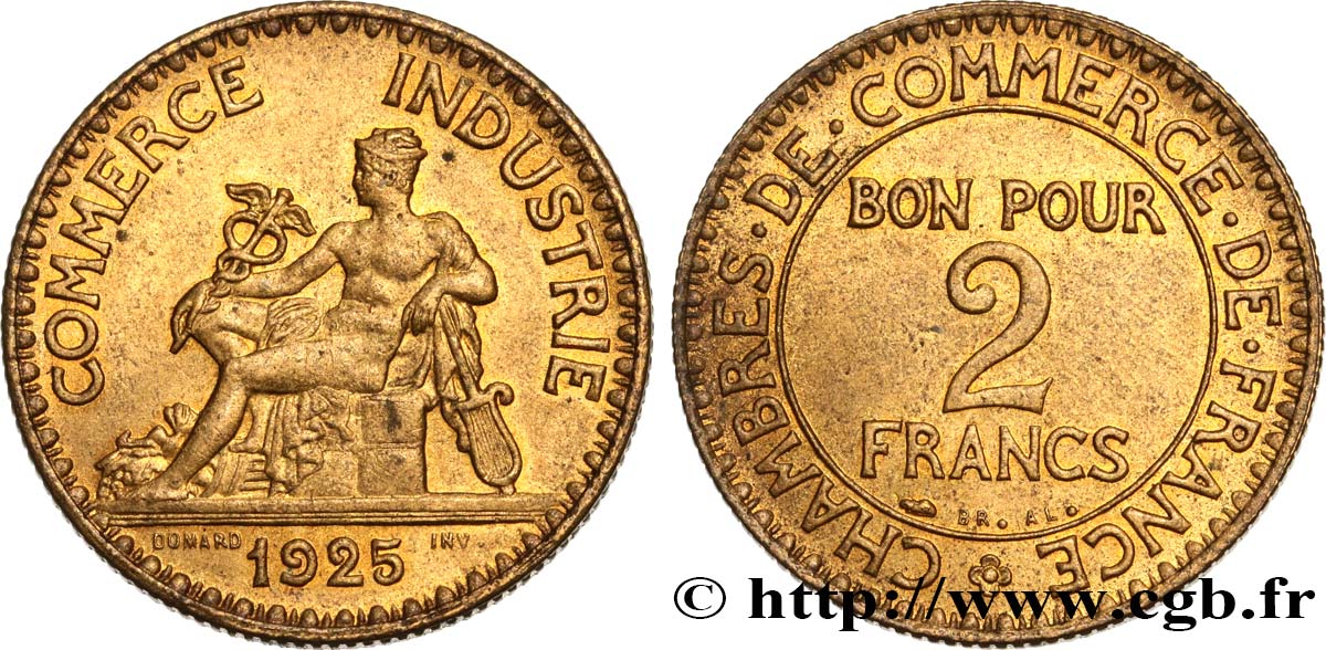2 francs Chambres de Commerce 1925  F.267/7 AU58 