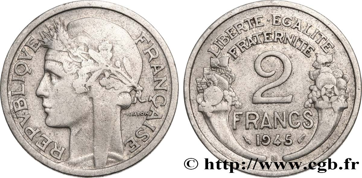 2 francs Morlon, aluminium 1945 Beaumont-Le-Roger F.269/6 B+ 
