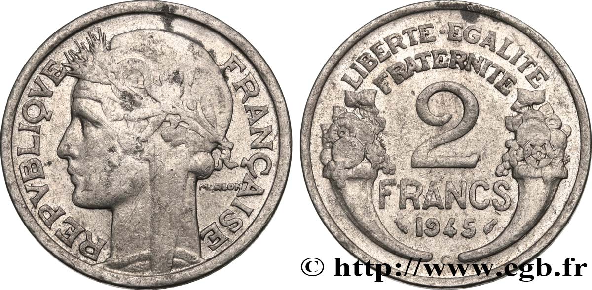 2 francs Morlon, aluminium 1945 Castelsarrasin F.269/7 TB20 