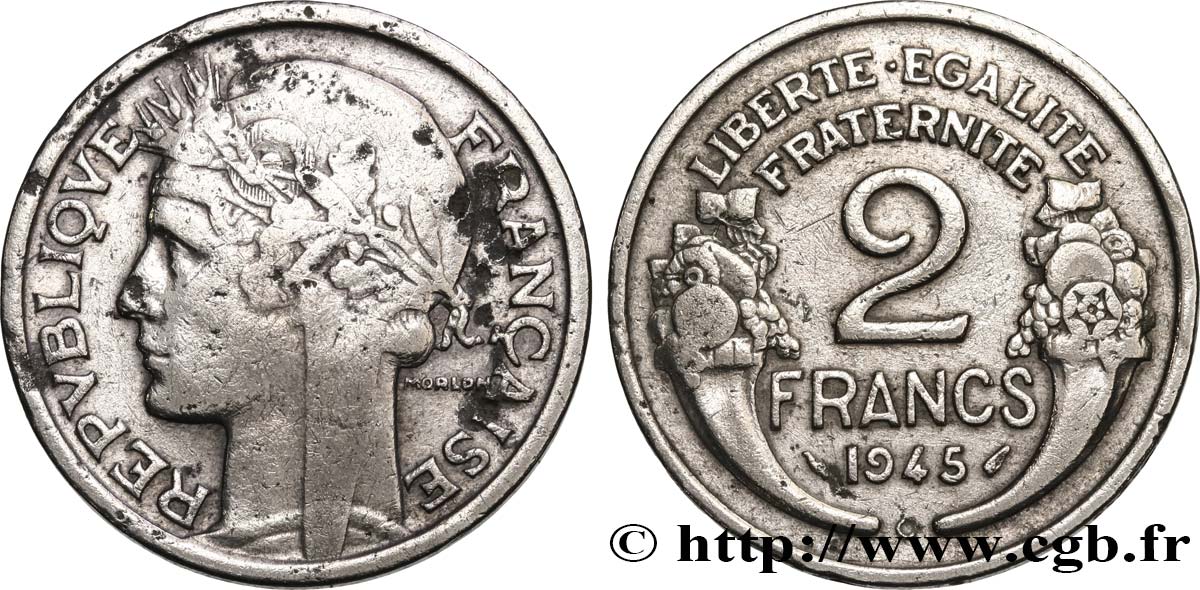 2 francs Morlon, aluminium 1945 Castelsarrasin F.269/7 SGE 