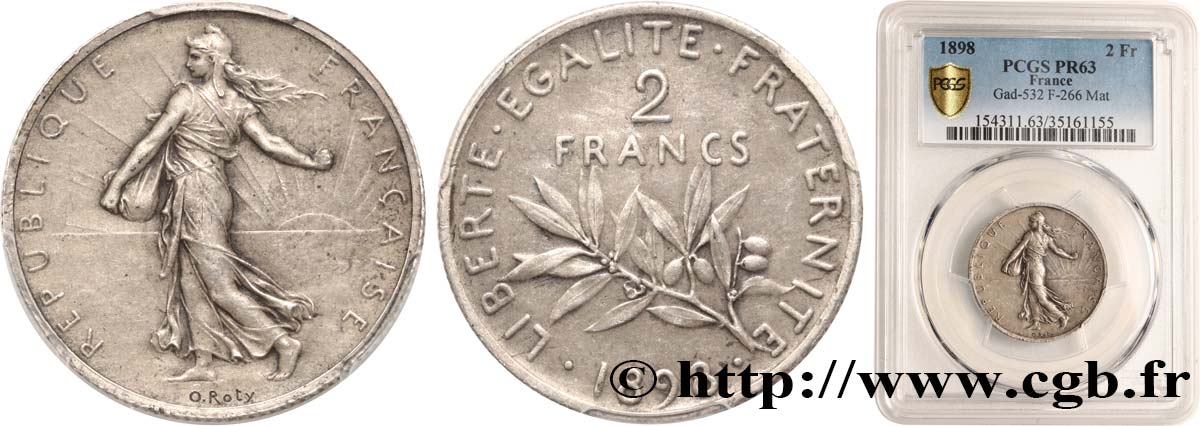 2 francs Semeuse 1898  F.266/2 SC63 PCGS