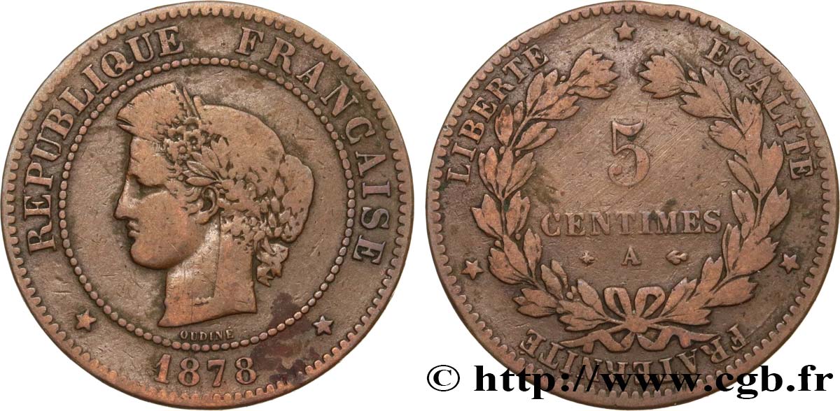 5 centimes Cérès 1878 Paris F.118/17 SGE12 