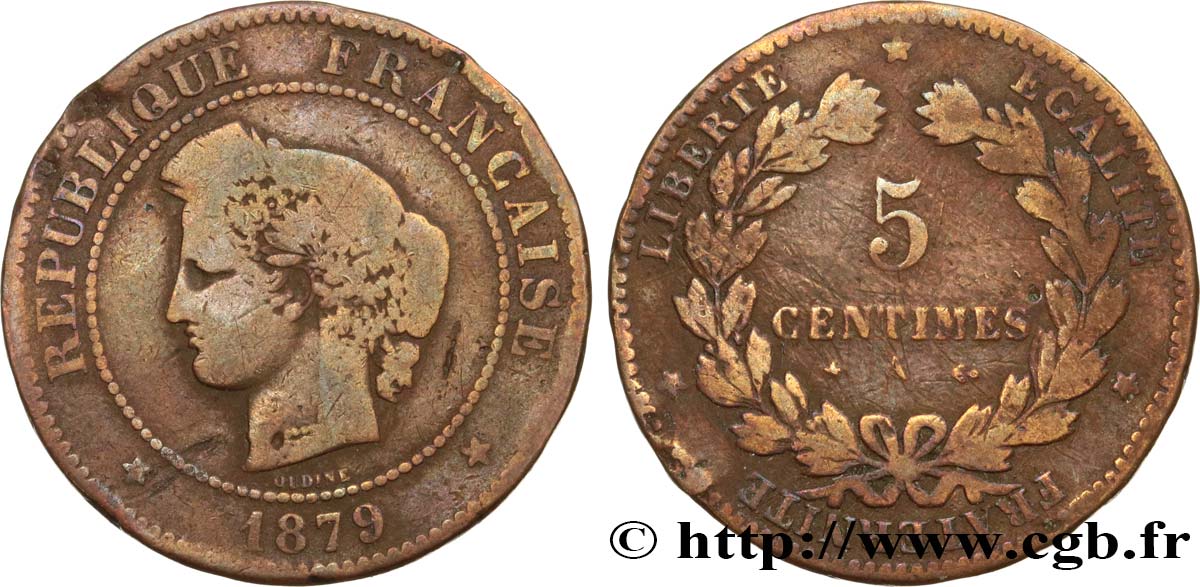 5 centimes Cérès 1879 Paris F.118/19 AB 