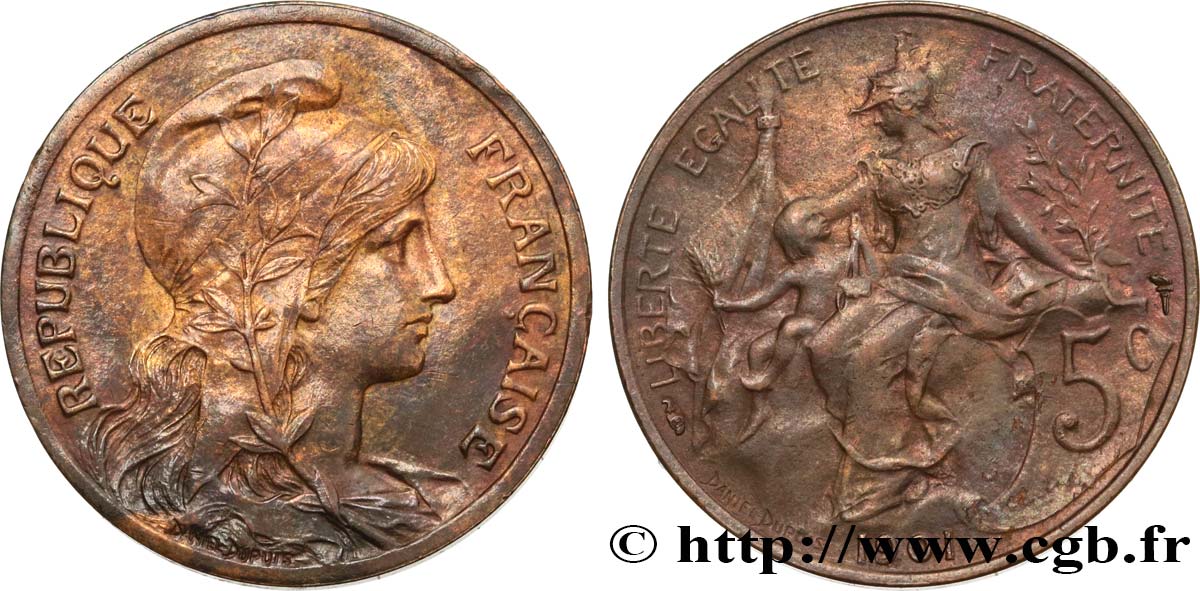 5 centimes Daniel-Dupuis 1901  F.119/11 TTB45 