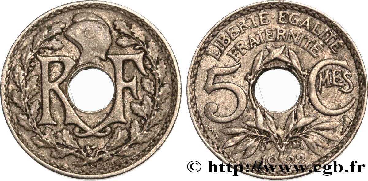 5 centimes Lindauer, petit module 1922 Poissy F.122/5 BC35 