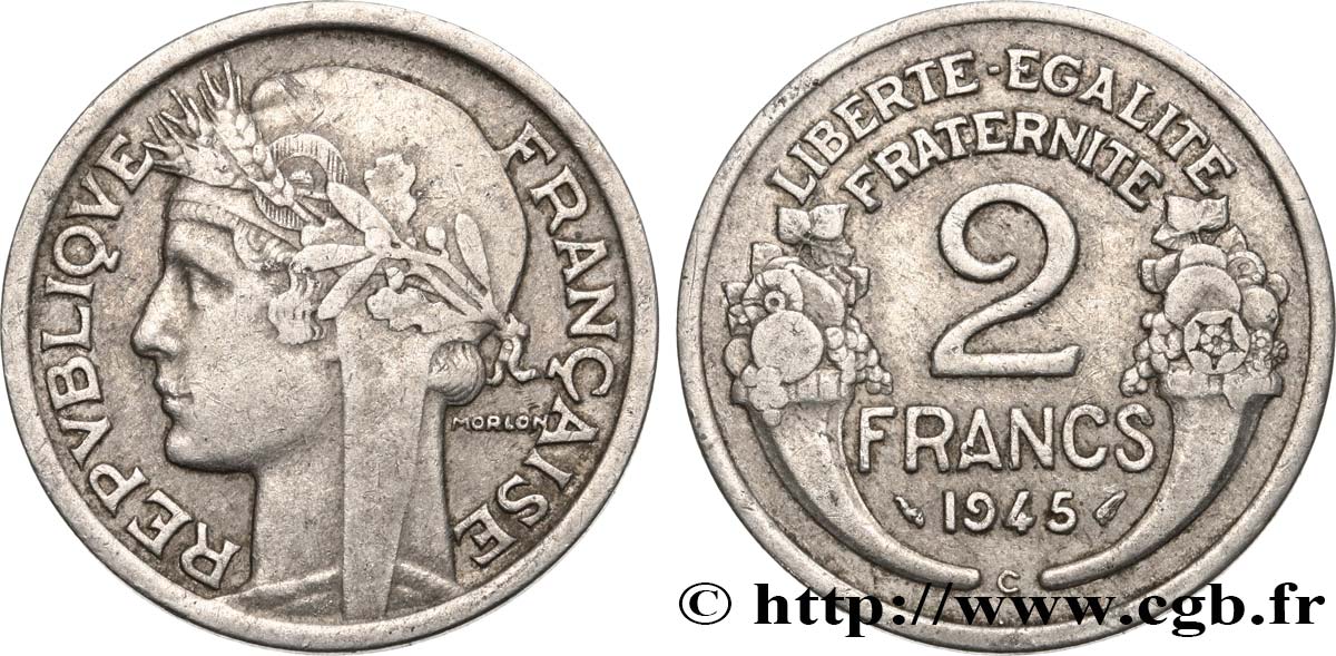 2 francs Morlon, aluminium 1945 Castelsarrasin F.269/7 S30 