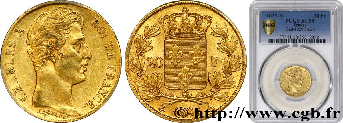 20 francs or Charles X 1825 Paris F.520/1 EBC58 PCGS