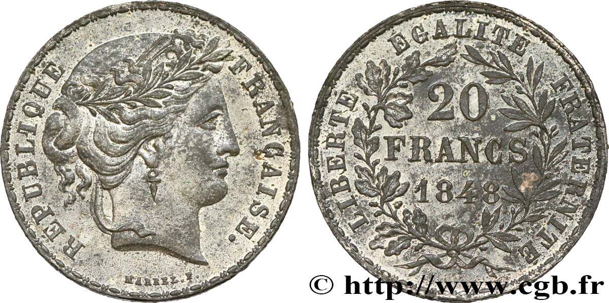 Concours de 20 francs, essai de Marrel 1848 Paris VG.3030 var fVZ 