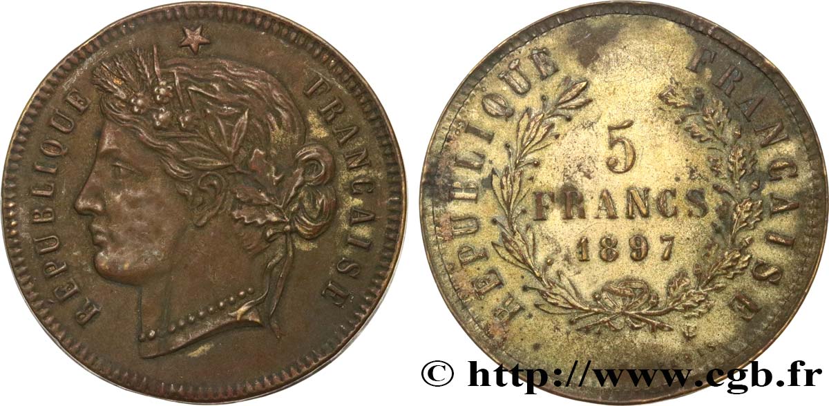 Monnaie de fantaisie au module de 5 francs 1897   XF 