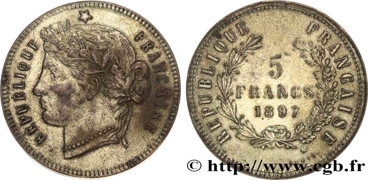 Monnaie de fantaisie au module de 5 francs 1897   SS 