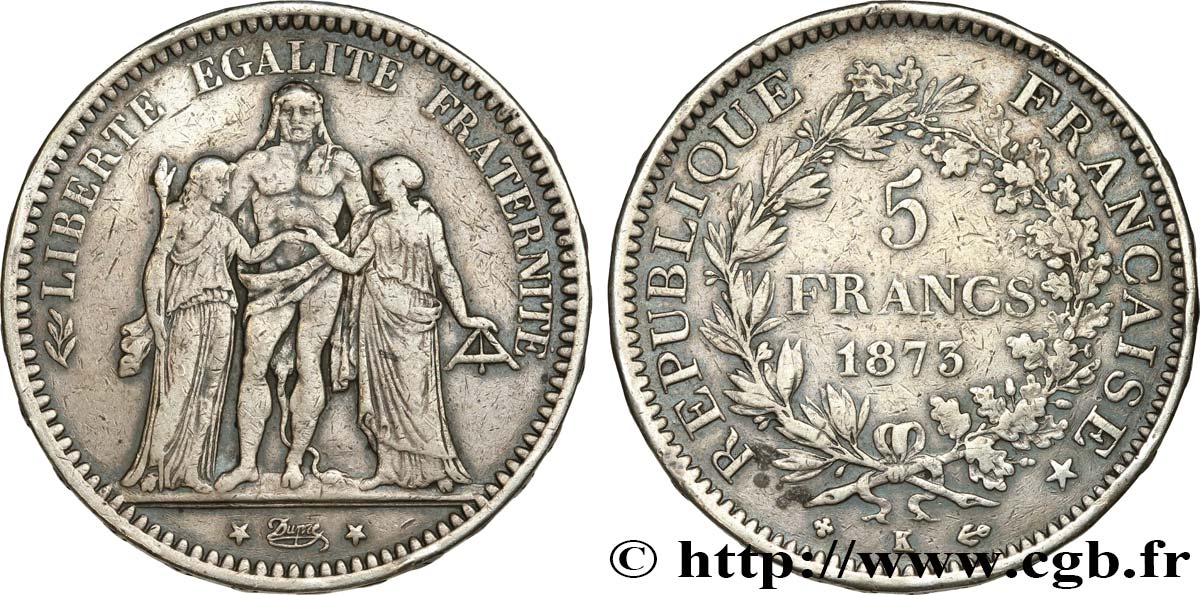 5 francs Hercule 1873 Bordeaux F.334/11 BC 
