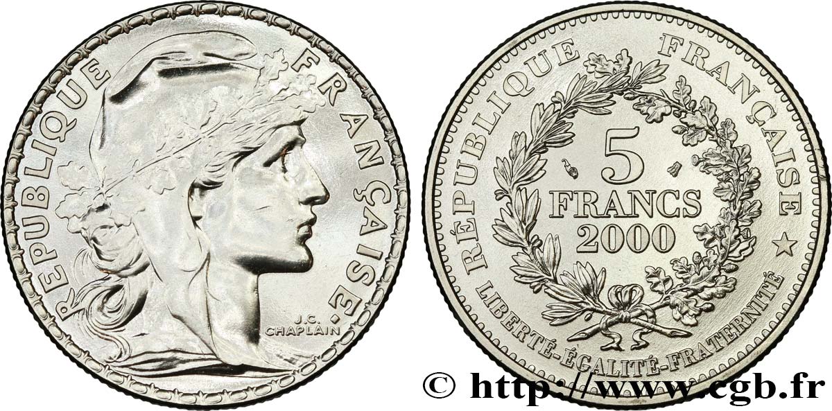 5 francs La Marianne de Chaplain 2000 Paris F.354/1 MS 