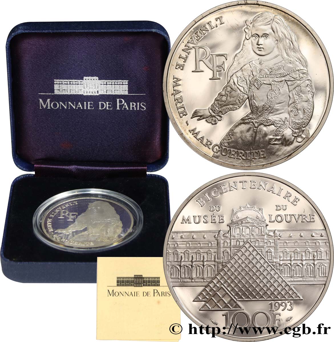 Belle Epreuve Argent 100 francs - Infante Marie-Marguerite 1993  F.1626 2 MS 