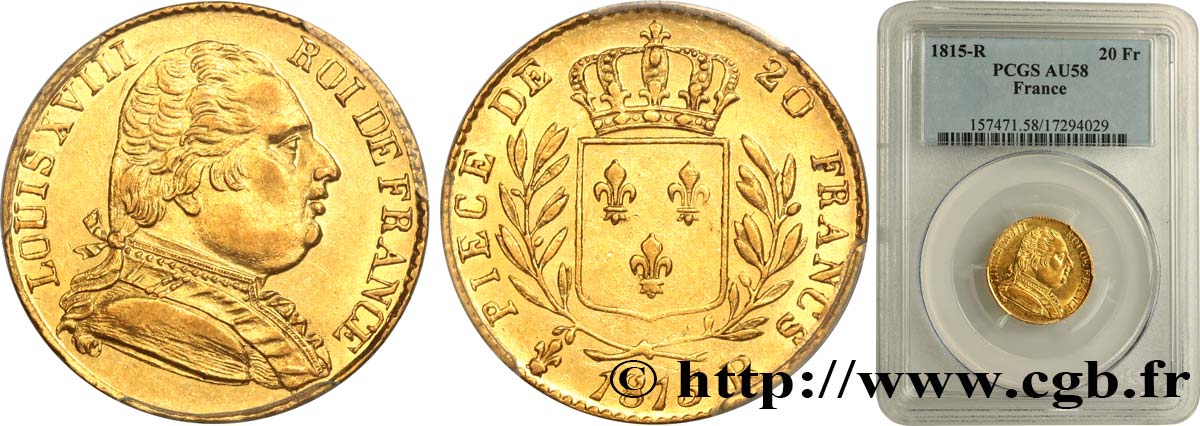 20 francs or Londres 1815 Londres F.518/1 EBC58 PCGS
