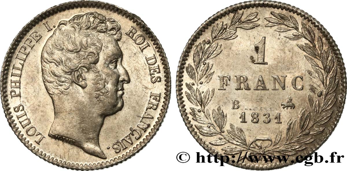 1 franc Louis-Philippe, tête nue 1831 Rouen F.209/2 VZ62 