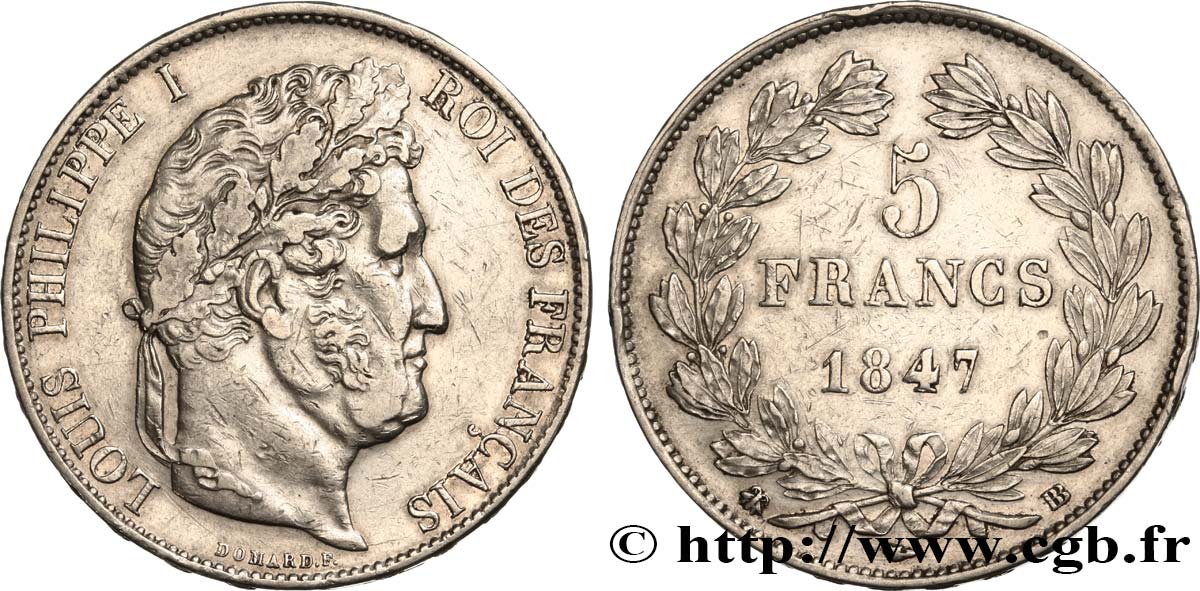 5 francs IIIe type Domard 1847 Strasbourg F.325/15 TTB 