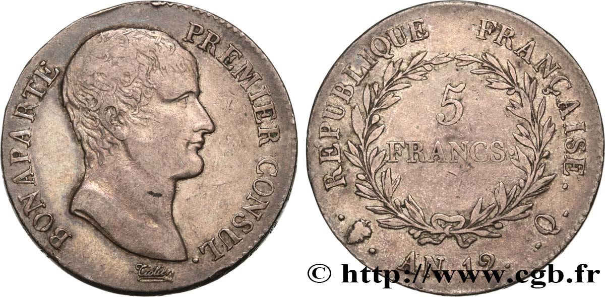 5 francs Bonaparte Premier Consul 1804 Perpignan F.301/23 VF35 