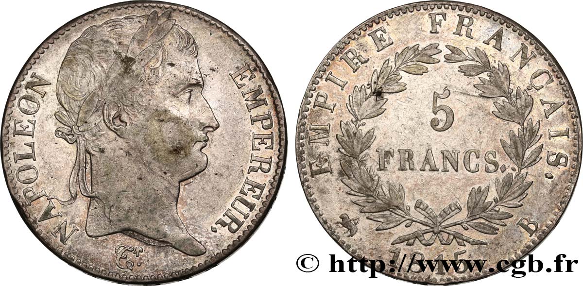5 francs Napoléon Empereur, Cent-Jours 1815 Rouen F.307A/2 MBC45 