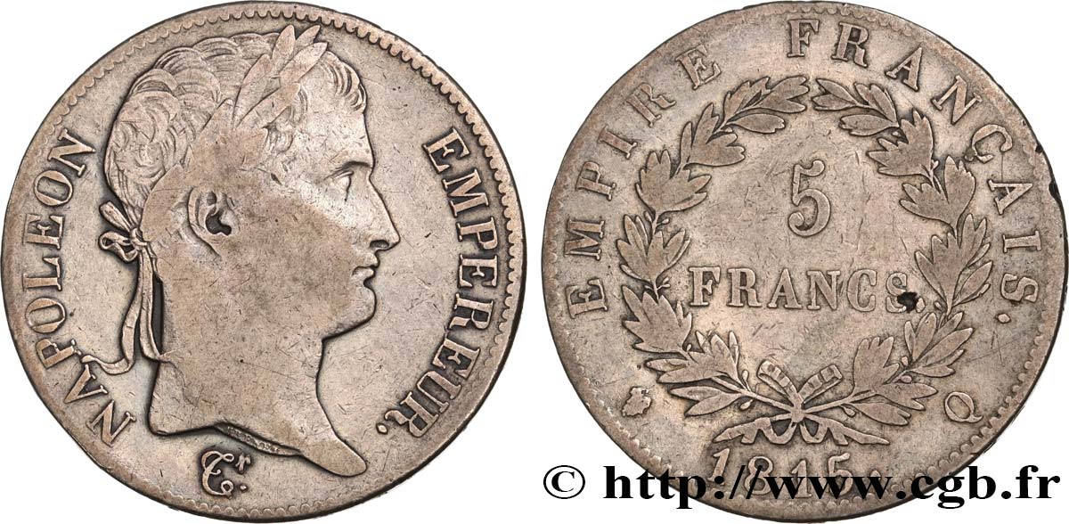 5 francs Napoléon Empereur, Cent-Jours 1815 Perpignan F.307A/8 S20 