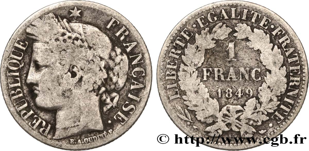 1 franc Cérès, IIe République 1849 Paris F.211/1 B12 