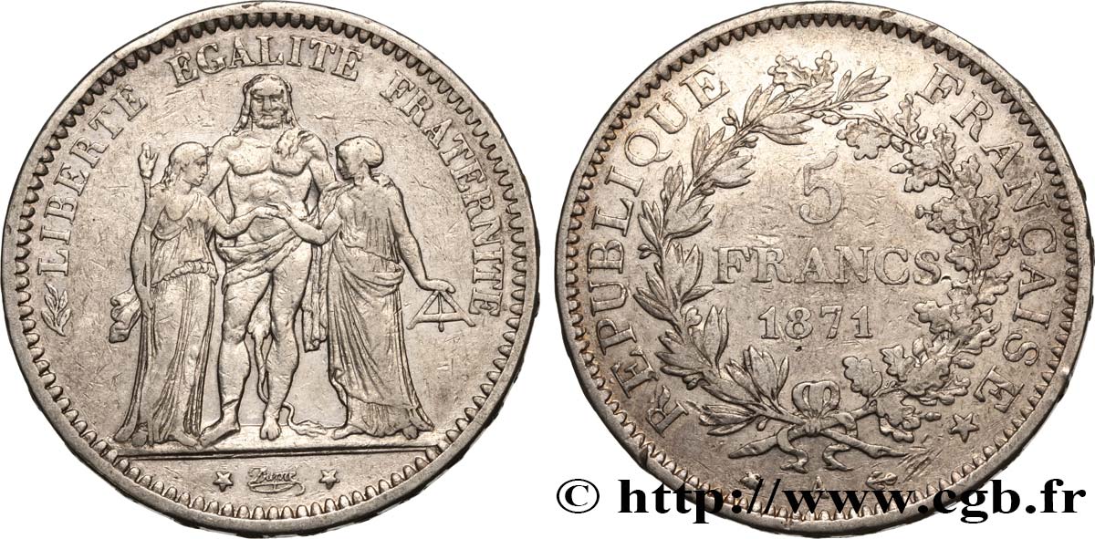 5 francs Hercule 1871 Paris F.334/2 VF30 